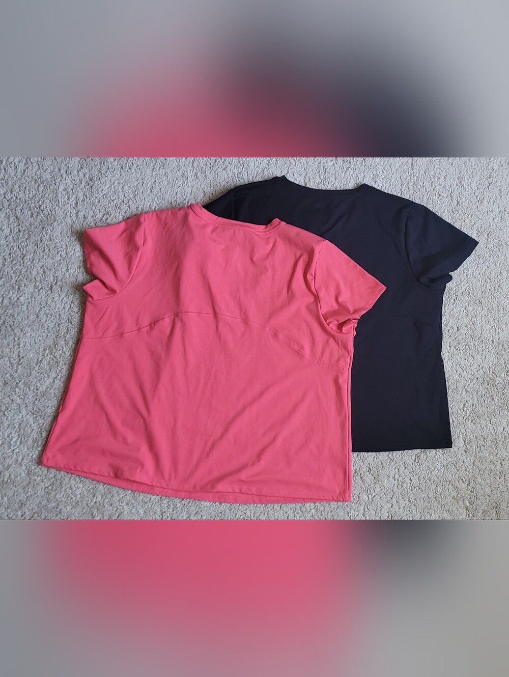 Tek Gear Essential Soft XXL Coral Pink & Black Short Sleeve Crewneck Tops, 2pc